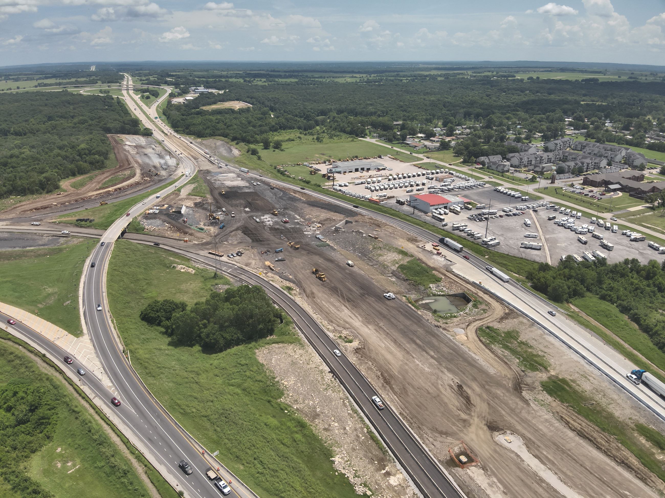 Catoosa Interchange of aerial view with black and green colors