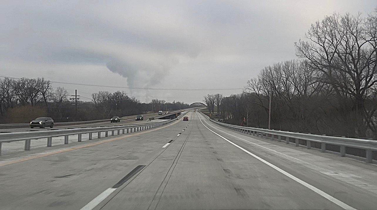 Bird Creek Bridge and road on northbound SH-66 Verdigris