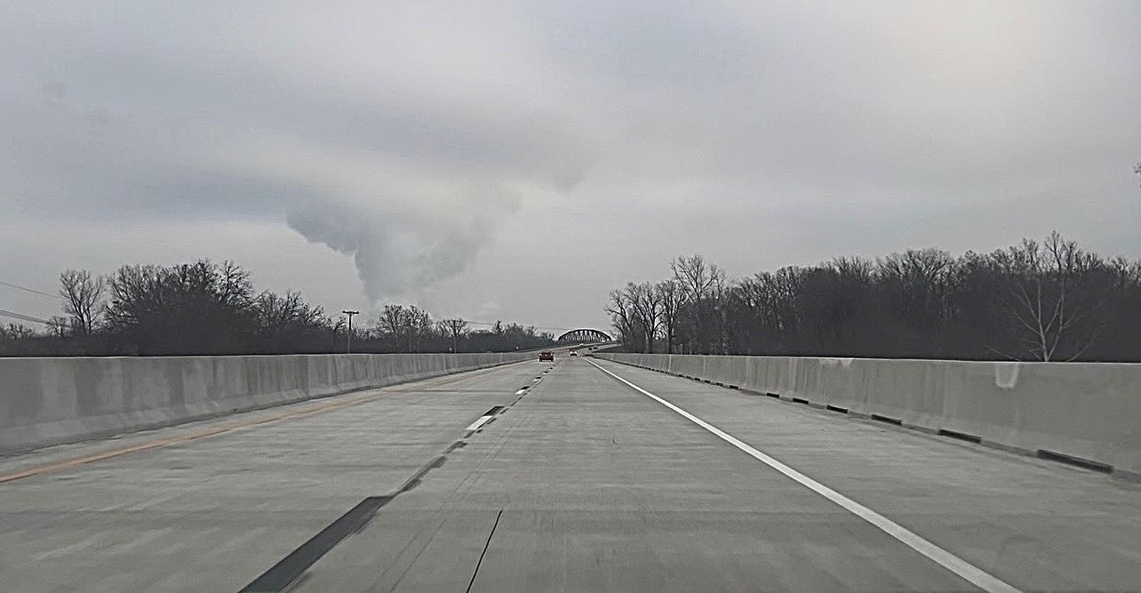 Brid Creek Bridge and road on northbound SH-66 Verdigris